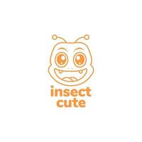 tête dessin animé mignon insecte grand sourire création de logo vecteur graphique symbole icône illustration idée créative