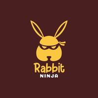 tête dessin animé lapin ninja logo design vecteur graphique symbole icône illustration idée créative