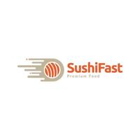 rapide sushi poisson nourriture logo design vecteur graphique symbole icône illustration idée créative