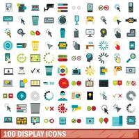 Ensemble de 100 icônes d'affichage, style plat vecteur