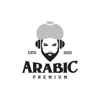 homme arabe avec casque musique logo design graphique vectoriel symbole icône illustration idée créative