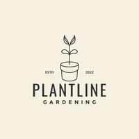 pots simples hipster avec plante jardinage logo design vecteur symbole graphique icône illustration idée créative