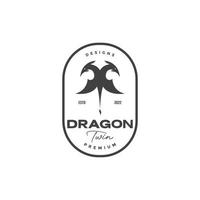 insigne de dragon à deux têtes conception de logo vintage vecteur symbole graphique icône illustration idée créative
