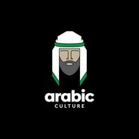 tête, homme, à, les, keffieh, arabe, logo, conception, vecteur, graphique, symbole, icône, illustration, idée créative vecteur