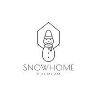 mignon bonhomme de neige avec bois maison logo design vecteur graphique symbole icône illustration idée créative