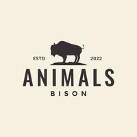 isolé bison bétail hipster logo design vecteur graphique symbole icône illustration idée créative