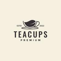 tasse hipster avec feuille de thé logo design vecteur graphique symbole icône illustration idée créative