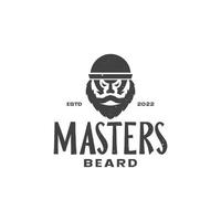 homme avec barbe épaisse hipster logo design vecteur graphique symbole icône illustration idée créative