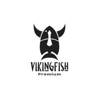 casque viking avec poisson logo design vecteur symbole graphique icône illustration idée créative