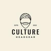 tête de ligne turban indien logo design vecteur graphique symbole icône illustration idée créative