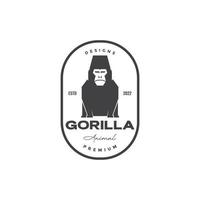 badge avec sit gorilla logo design graphique vectoriel symbole icône illustration idée créative