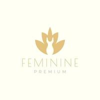 femme robe avec fleur de lotus féminin logo design vecteur symbole graphique icône illustration idée créative