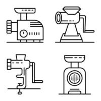 jeu d'icônes de hachoir à viande, style de contour vecteur