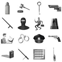 symboles criminels icônes définies monochrome vecteur