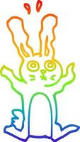 arc en ciel gradient ligne dessin dessin animé lapin excité vecteur