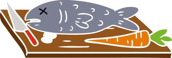 dessin animé doodle d'une planche à découper alimentaire