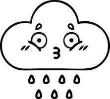 dessin au trait dessin animé nuage de pluie vecteur