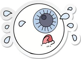 autocollant d'un globe oculaire de dessin animé qui pleure vecteur