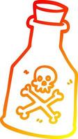 ligne de gradient chaud dessinant une bouteille de poison de dessin animé vecteur