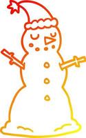 ligne de gradient chaud dessin dessin animé noël bonhomme de neige vecteur