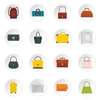 sac bagages valise icônes définies dans un style plat vecteur