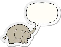 éléphant de dessin animé et autocollant de bulle de dialogue vecteur