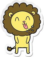 autocollant d'un lion de dessin animé heureux vecteur