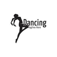 création de logo vectoriel de silhouette de femme dansante, illustration de danse