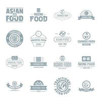 ensemble d'icônes de logo de cuisine asiatique, style simple vecteur