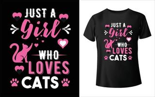 juste une fille qui aime chat t-shirt animaux vecteur