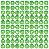 100 icônes de villa définies cercle vert vecteur