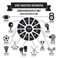 concept d'infographie d'inventaire de sport, style simple vecteur