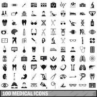 100 icônes médicales définies dans un style simple vecteur