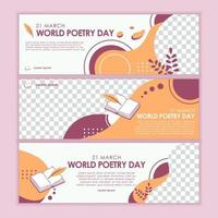 modèle de bannière de la journée mondiale de la poésie vecteur