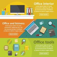 ensemble horizontal de bannière d'outils de bureau, style plat vecteur