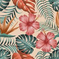 motif floral sans couture avec des feuilles. fond tropical vecteur