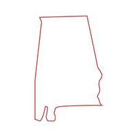 Carte de l'Alabama sur fond blanc vecteur