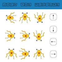 alignez les directions des monstres. jeu éducatif pour enfants, feuille de travail pour les activités avec les enfants, illustration vectorielle vecteur