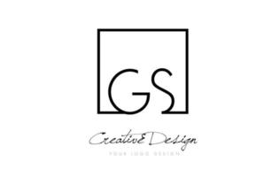 création de logo de lettre de cadre carré gs avec des couleurs noir et blanc. vecteur