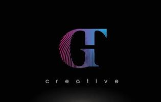 création de logo gt avec plusieurs lignes et couleurs bleu violet. vecteur