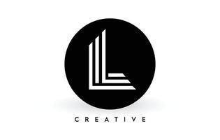création de logo de lettre l sur un cercle noir. lignes blanches créatives un vecteur d'icône logo lettre