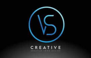 design de logo bleu néon vs lettres mince. concept créatif simple de lettre propre. vecteur