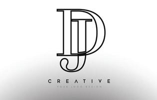 dj dj lettre design logo logo icône concept avec police serif et style classique élégant look vecteur