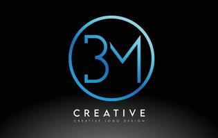 conception de logo de lettres bm bleu néon mince. concept créatif simple de lettre propre. vecteur