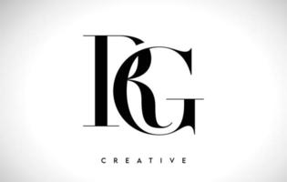création de logo de lettre artistique rg avec police serif en illustration vectorielle de couleurs noir et blanc vecteur