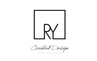 création de logo de lettre de cadre carré ry avec des couleurs noir et blanc. vecteur