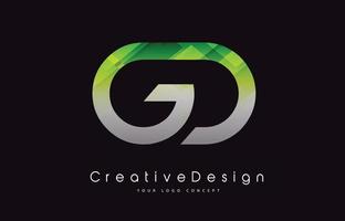 création de logo de lettre gd. texture verte icône créative lettres modernes logo vectoriel. vecteur