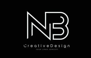 création de logo de lettre nb nb en couleurs blanches. vecteur