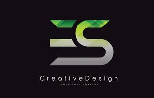 création de logo de lettre es. texture verte icône créative lettres modernes logo vectoriel. vecteur