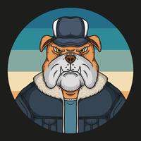 bulldog portant un chapeau de camionneur et une veste illustration vectorielle vecteur